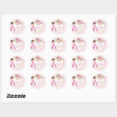 Sticker Rond Jolie Brunette Princesse Merci d'anniversaire (Feuille)
