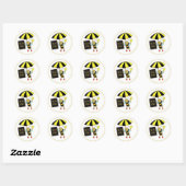 Sticker Rond Jolie Bumble Bee & Best Seller Book (Feuille)