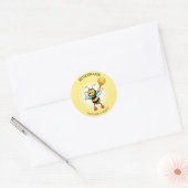 Sticker Rond Jolie Bumble Bee & Honeycomb sur Jaune (Enveloppe)
