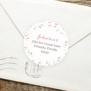 Sticker Rond Jolie calligraphie fantaisiste Adresse de retour a