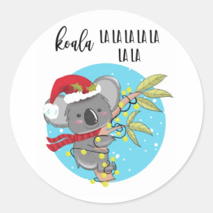 Sticker Rond jolie carte de Noël koala fa la Australia