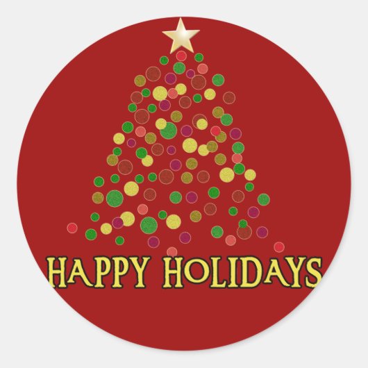 Sticker Rond Jolie carte de 'Pointalism' de l'arbre de Noël (Devant)