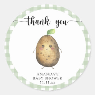 Sticker Rond Jolie carte de remerciement pour baby shower sur l