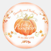 Sticker Rond Jolie couleur baby shower citrouille (Devant)