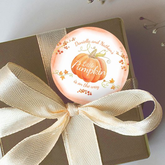 Sticker Rond Jolie couleur baby shower citrouille