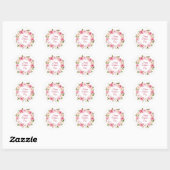 Sticker Rond Jolie courge Rose Pastel Aquarelle (Feuille)
