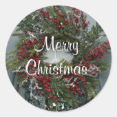 Sticker Rond Jolie couronne de Noël Berries rouges (Devant)