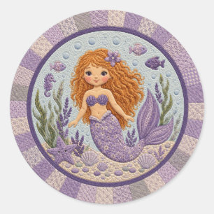 Sticker Rond Jolie courtepoint de sirène violette