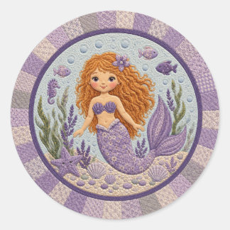 Sticker Rond Jolie courtepoint de sirène violette
