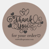 Sticker Rond Jolie Cute Boho Merci Brown pour votre commande (Devant)