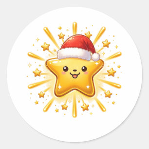 Sticker Rond Jolie décoration d'étoile de Noël