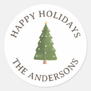 Sticker Rond Jolie décoration Whimsical Christma s Tree