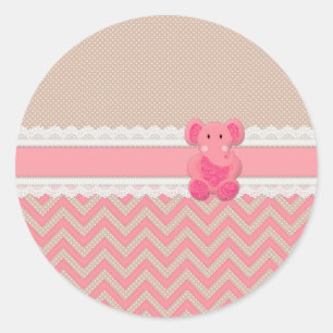 Sticker Rond Jolie dentelle blanche rose pastel