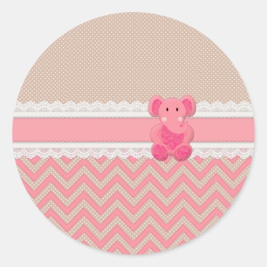 Sticker Rond Jolie dentelle blanche rose pastel (Devant)