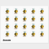 Sticker Rond Jolie Dessin D'Abeille (Feuille)
