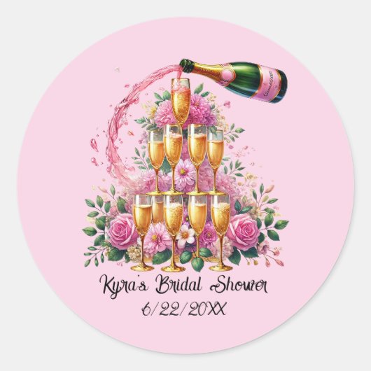 Sticker Rond Jolie douche de mariée ajouter date  (Devant)