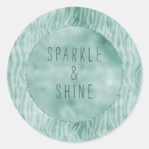 Sticker Rond Jolie empreinte zèbre menthe