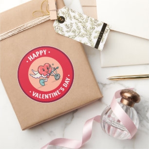 Sticker Rond Jolie enveloppe de Saint-Valentin avec Cupidon