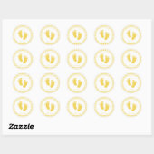 Sticker Rond Jolie enveloppe d'empreinte bébé jaune joint (Feuille)