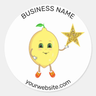 Sticker Rond Jolie étoile de logo d'entreprise de citron person