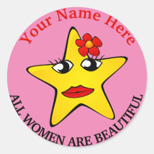 Sticker Rond Jolie étoile jaune Girl Power femmes sont belles