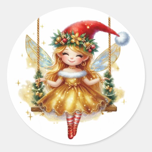 Sticker Rond Jolie fée de Noël (Devant)