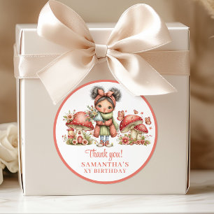 Sticker Rond Jolie Fée Florale Anniversaire Remerciements Blush