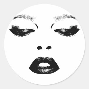 Sticker Rond Jolie femme visage Lèvres des yeux Mode maquillage
