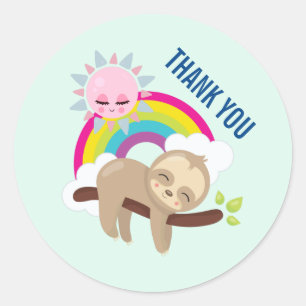 Sticker Rond Jolie fentes en azy avec Merci Sun & Rainbow