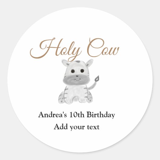 Sticker Rond Jolie ferme de vache sainte animal anniversaire aj (Devant)