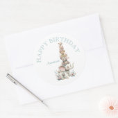 Sticker Rond Jolie fête d'anniversaire d'animal Boho (Enveloppe)