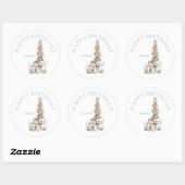 Sticker Rond Jolie fête d'anniversaire d'animal Boho (Feuille)