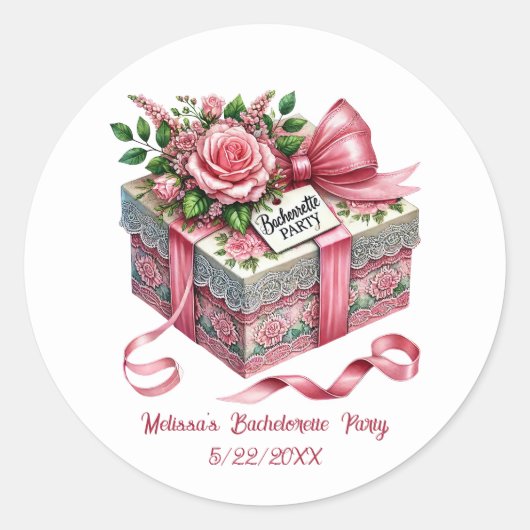 Sticker Rond Jolie fête de Bachelorette ajouter nom date  (Devant)
