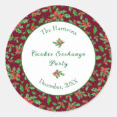Sticker Rond Jolie fête d'échange de biscuits de Noël Nom perso (Devant)