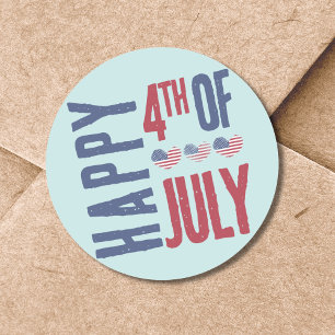 Sticker Rond Jolie Fête Patriotique Drapeau Américain 4 Juillet