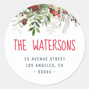 Sticker Rond Jolie feuille de vacances retour adresse autocolla