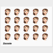 Sticker Rond Jolie fille (Feuille)