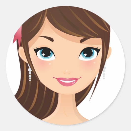 Sticker Rond Jolie fille (Devant)