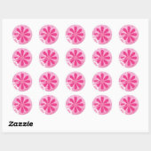 Sticker Rond Jolie Fille Abstraite Rose Fleurs Rétro (Feuille)