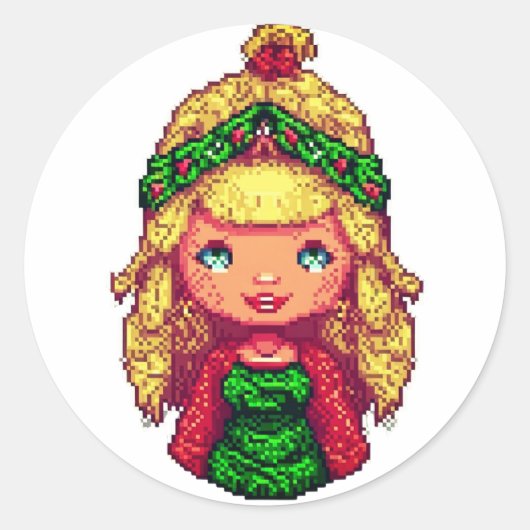 Sticker Rond Jolie fille blonde (Devant)