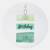 Sticker Rond Jolie fille d'anniversaire avec chandelle Classic  (Devant)