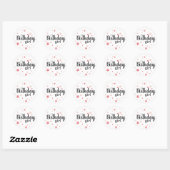 Sticker Rond Jolie fille d'anniversaire avec étoiles roses (Feuille)