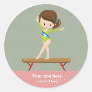 Sticker Rond Jolie fille de gymnastique