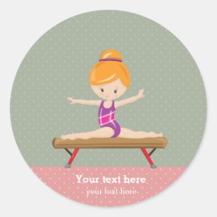 Sticker Rond Jolie fille de gymnastique
