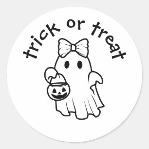 Sticker Rond Jolie fille fantôme Trick or Treat Halloween