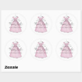 Sticker Rond Jolie fille Mariage rose Fleur Personnalisée (Feuille)