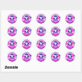 Sticker Rond Jolie fille rose brillante moderne Pirate (Feuille)