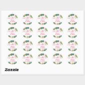 Sticker Rond Jolie fille rose et or Dinosaur Anniversaire (Feuille)