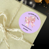 Sticker Rond Jolie fille rose florale Bow Anniversaire