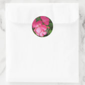 Sticker Rond Jolie fille rose Geranium Monogramme photo (Sac)